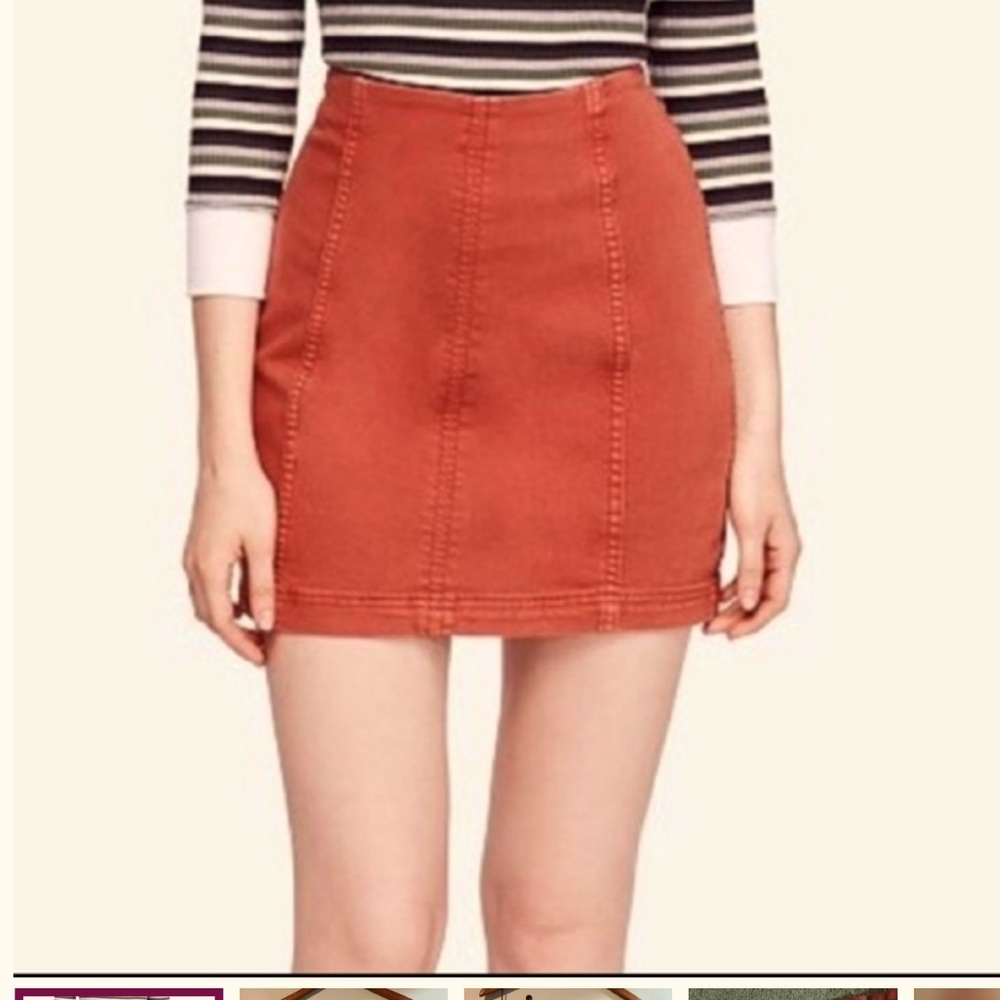 Free People brown‎ denim mini skirt size 12
